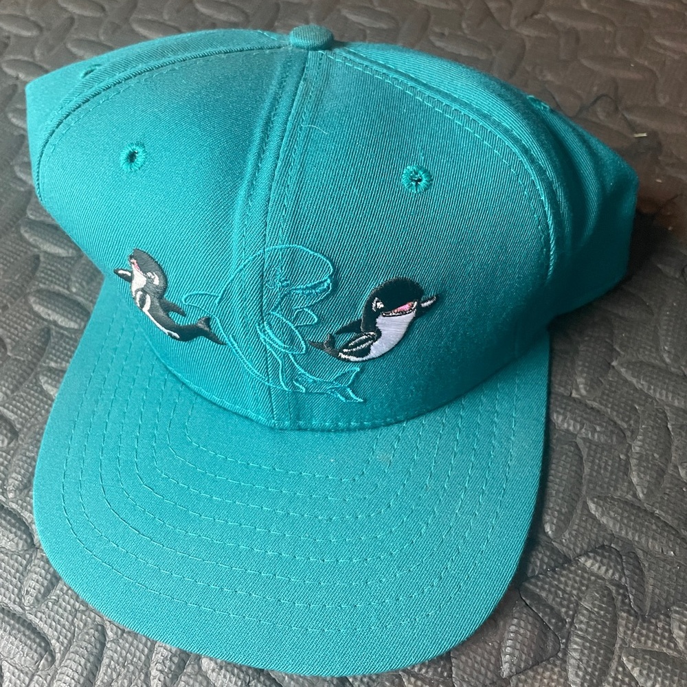 Teal Killer Whale Embroidered Cap